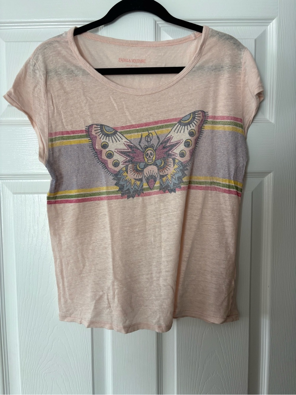 Zadig & Voltaire Light Pink Butterfly Graphic Tee